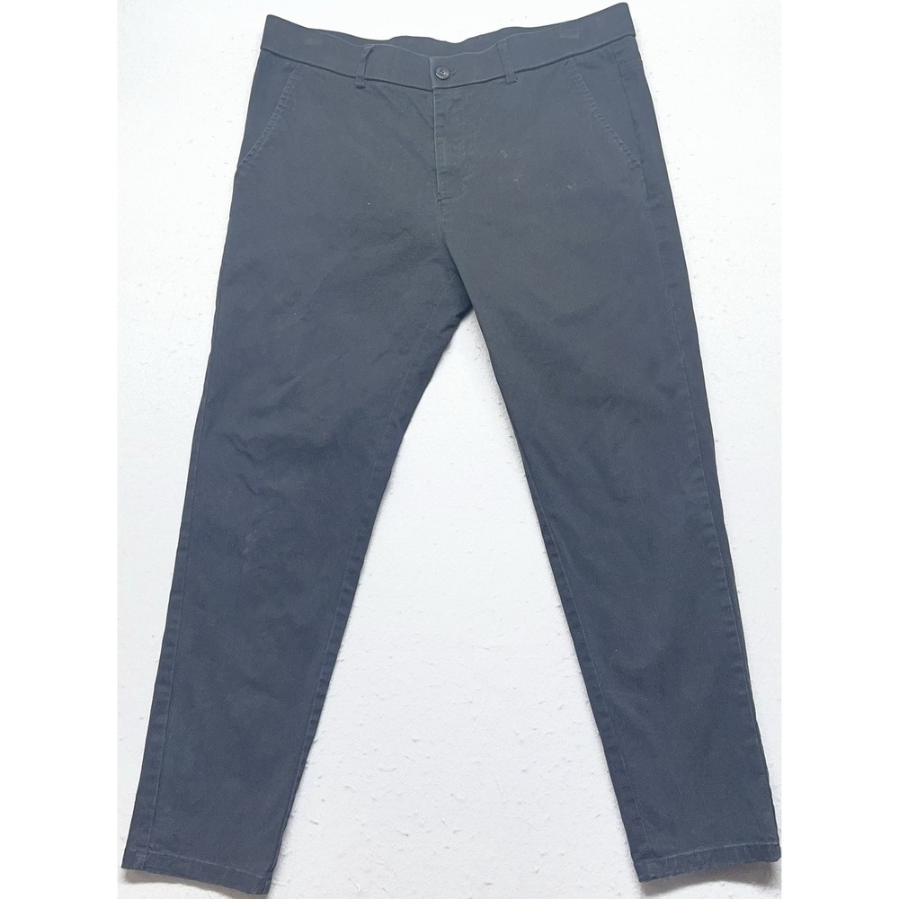 Plaid & Plain Skinny‎ Fit Chino Pants Men's 33x28 Black Stretch Cotton Casual